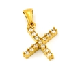 Gold stainless steel letter X pendant necklace with sparkling zircon stones - Letter X Pendant