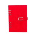 A5 business binder notebook in vibrant red faux leather with metal buckle closure - Red