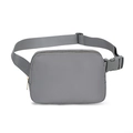 Minimalist grey nylon belt bag with adjustable strap and waterproof zipper closure - Dark Gray
