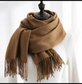Écharpe marron unie en imitation cachemire avec franges pour la chaleur hivernale - 70*200cm / Brun Caramel