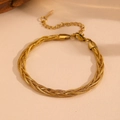 Detail of woven stainless steel snake chain bracelet in gold with lobster clasp - Q801 Five-strand Gold Bracelet