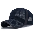 Navy blue breathable mesh baseball cap for men and women with curved sun visor - Adjustable / Navy Blue