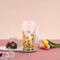 Creamy white 316 stainless steel vacuum coffee mug with sunflower print and woven strap - Summer Sunflower