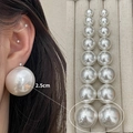 Boucles d'oreilles clous en perles synthétiques crème extra larges de 2,5 cm - 3875-2.5cm (Recommandé par le blogueur) Puce d'oreille