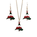 Parure bijoux sapin de Noël avec collier et boucles d'oreilles émaillés en doré - Parure de Boucles d'Oreilles et Collier Arbre de Noël