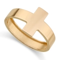 Vista dettagliata del bracciale a croce in oro lucido con design aperto regolabile - Oro