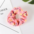 Pink scrunchie with orange fruit print, cute lightweight Korean style hair accessory - 06# Pink Orange