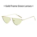Occhiali da sole retrò cat eye con montura in metallo dorato e lenti verde chiaro - Montatura Oro Verde