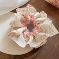 Chouchou en dentelle florale crème et rose avec volants en mesh double couche pour femmes - 30# Patchwork Dentelle Blanc Crème Floral Rose (HH3984)