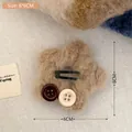 Cute light brown plush star hair clip with vintage buttons and a black metal clip - 3# Brown Plush Star Button Hair Clip