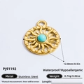 Pendentif soleil en acier inoxydable avec perle turquoise, breloque hypoallergénique - Soleil Perle Bleue 2PCS (PJ91192-2PCS)