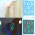 Luminous temporary tattoo JSN-049 with floral and butterfly patterns glowing in the dark - JSN-049 (Luminous Butterfly Floral Combo)