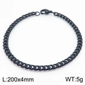 200mm black stainless steel Cuban link bracelet for men and women with lobster clasp - 4MM Black
