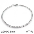Bracciale a catena cubana argento 3,5 mm di larghezza e 200 mm con chiusura - 3.5mm / Argento