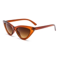 Triangle cat-eye sunglasses featuring amber tortoiseshell frames and brown gradient lenses - Tea Frame Tea Lens