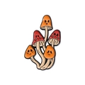 Cartoon mushroom enamel pin set with red and orange caps featuring spooky ghost faces - Ghost Mushroom Cluster-Multicolor