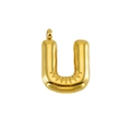 Golden puffy 3D letter U bubble pendant with glossy metallic finish for necklace - Letter U