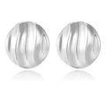Orecchini a sfera in acciaio inossidabile argento con trama ondulata verticale - Sferico a Strisce / 1140 Argento