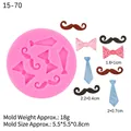 Moule en silicone rose avec nœud papillon, cravate et moustache pour fondant - 15-70 / Rose