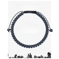 Hematite beaded bracelet on informative card with black adjustable woven strap - Hematite