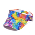 Close-up of colorful tie-dye patterns and texture on an adjustable open-top sun hat - Adjustable / Heavy Color