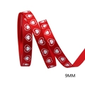 Nastro grosgrain rosso da 9mm con cuori bianchi per confezioni regalo e fai da te - 10 Iarde/Rotolo = 9 Metri / 1#-Rosso Cuore Punti