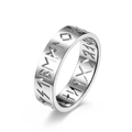 Anillo de runas vikingas en acero de titanio plateado con grabados nórdicos - Talla 6 / Color Acero