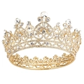 Corona da sposa barocca dorata con strass di cristallo per accessori capelli - Oro Con Strass Bianchi