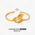Adjustable 18k gold plated stainless steel tulip flower cuff bracelet for women - Gold Tulip Design