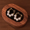 Elegant S925 sterling silver beaded hoop earrings with white pearls in gold finish - 925 Sterling Silver/Imitation Pearl / Gold