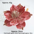 Rote Samt-Magnolie für den Weihnachtsbaum mit goldenem Glitzer und 24cm Durchmesser - Rosa