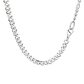 Collar clásico de cadena cubana en acero inoxidable plateado con cierre de langosta pulido - Collar de cadena Figaro (KN238618-Z) / 500*7mm