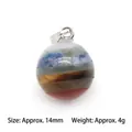 Chakra multi-layered colorful stone sphere pendant with silver clasp 14mm 4g - 14mm Round Ball Pendant