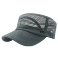 Berretto militare piatto in mesh grigio traspirante con fibbia in metallo laterale - Regolabile / grigio scuro