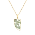 Minimalist gold-plated necklace featuring a green natural crushed stone pendant - Green Stone Shield (N2180-GO)