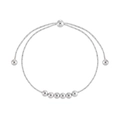 Bracciale minimalista con perline d'argento con chiusura a scorrimento regolabile - Argento 925 / Bracciale Argento (HSL3126)