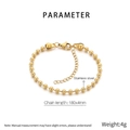 Detail of 18K gold plated stainless steel bead chain bracelet with lobster clasp - Gold Ball Bead (KB203727-Z)