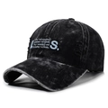 Gorra vintage gris marengo lavado con bordado S azul y detalles de efecto gastado - Ajustable / Negro