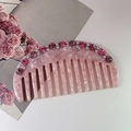 Haarkamm aus Acetat mit rosa Marmormuster und glitzernden Strasssteinen für Damen - Kamm - Rosa / 9cm*4.7cm 15g