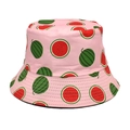 Vista dettagliata del cappello a secchiello rosa con stampa anguria e cuciture di qualità - M (56-58cm) / Anguria Rosa