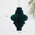 Dark green 15cm honeycomb paper Christmas tree lantern folding decoration for holiday - 15CM / Cylindrical / Green