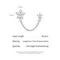 316L gold plated double flower chain earrings with micro-set cubic zirconia - Single Piece (0.8x6mm Needle) / Platinum Double Flower Zircon Chain