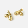 Orecchini a perno a petalo d'oro lucido con finitura a specchio per donna - Fiore a tre petali / Fiore a Tre Petali Oro