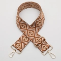 Tracolla etnica 5cm con ricamo a rombi marrone e beige e ganci in metallo dorato - No. 728 Gancio Dorato
