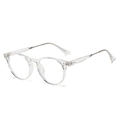 Polarized retro sunglasses featuring transparent frames and slim metal temples for men - Clear White
