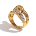18K gold plated knotted cross ring with pavé sparkling cubic zirconia in golden finish - US 6 / Criss-Cross Knot Two-Tone Zirconia Ring / Gold White