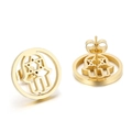 Boucles d'oreilles Main de Fatma et Étoile de David dorées en acier inoxydable ajouré - Main de Hamsa Or (KE62392-K)