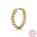 Macro shot of 925 sterling silver gold plated hoop earring with bubble texture - Beaded Texture (G60203507003) / Gold #4