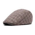 Brown and grey checkered ivy cap made of premium textured cotton blend fabric - Khaki Interwoven Texture