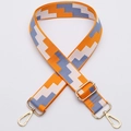 Adjustable geometric orange and light blue crossbody strap with gold metal hooks - No. 321 / Gold